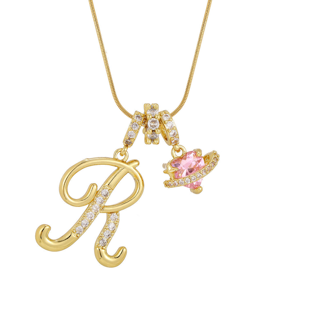 Trendige Halskette mit rosa Herzanhänger im Dopamin-Stil - R - Golden - image 19