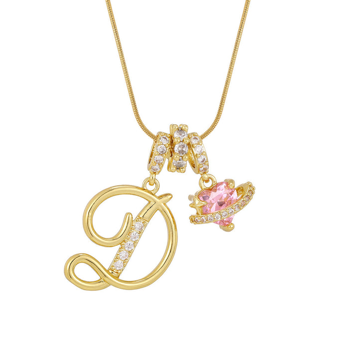 Trendige Halskette mit rosa Herzanhänger im Dopamin-Stil - D - Golden - image 6