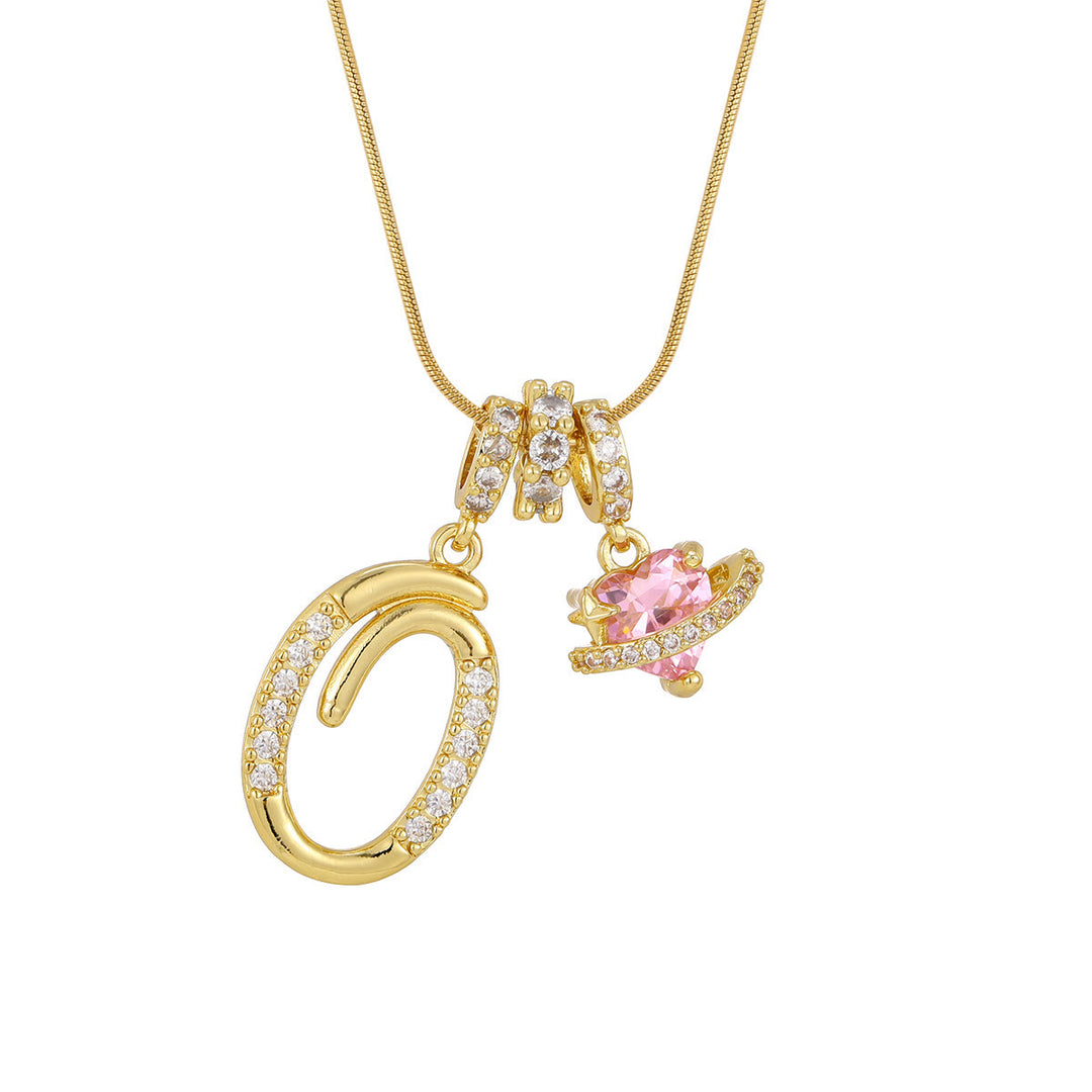 Trendige Halskette mit rosa Herzanhänger im Dopamin-Stil - O - Golden - image 16