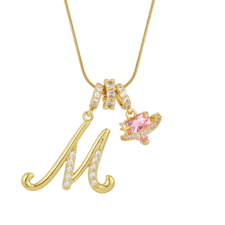 Trendige Halskette mit rosa Herzanhänger im Dopamin-Stil - M - Golden - image 14