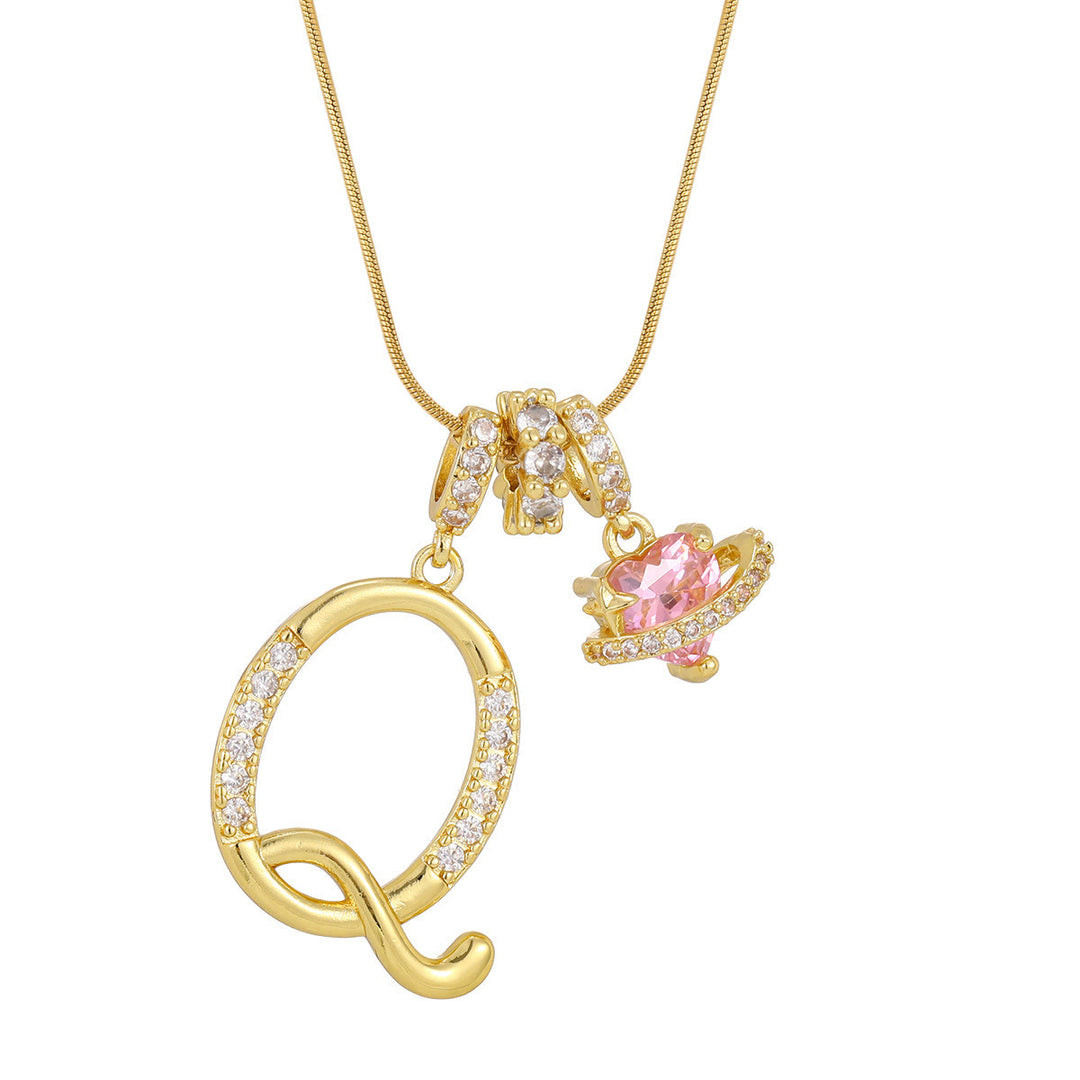 Trendige Halskette mit rosa Herzanhänger im Dopamin-Stil - Q - Golden - image 18
