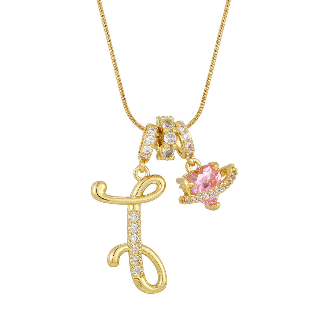 Trendige Halskette mit rosa Herzanhänger im Dopamin-Stil - ICH - Golden - image 11