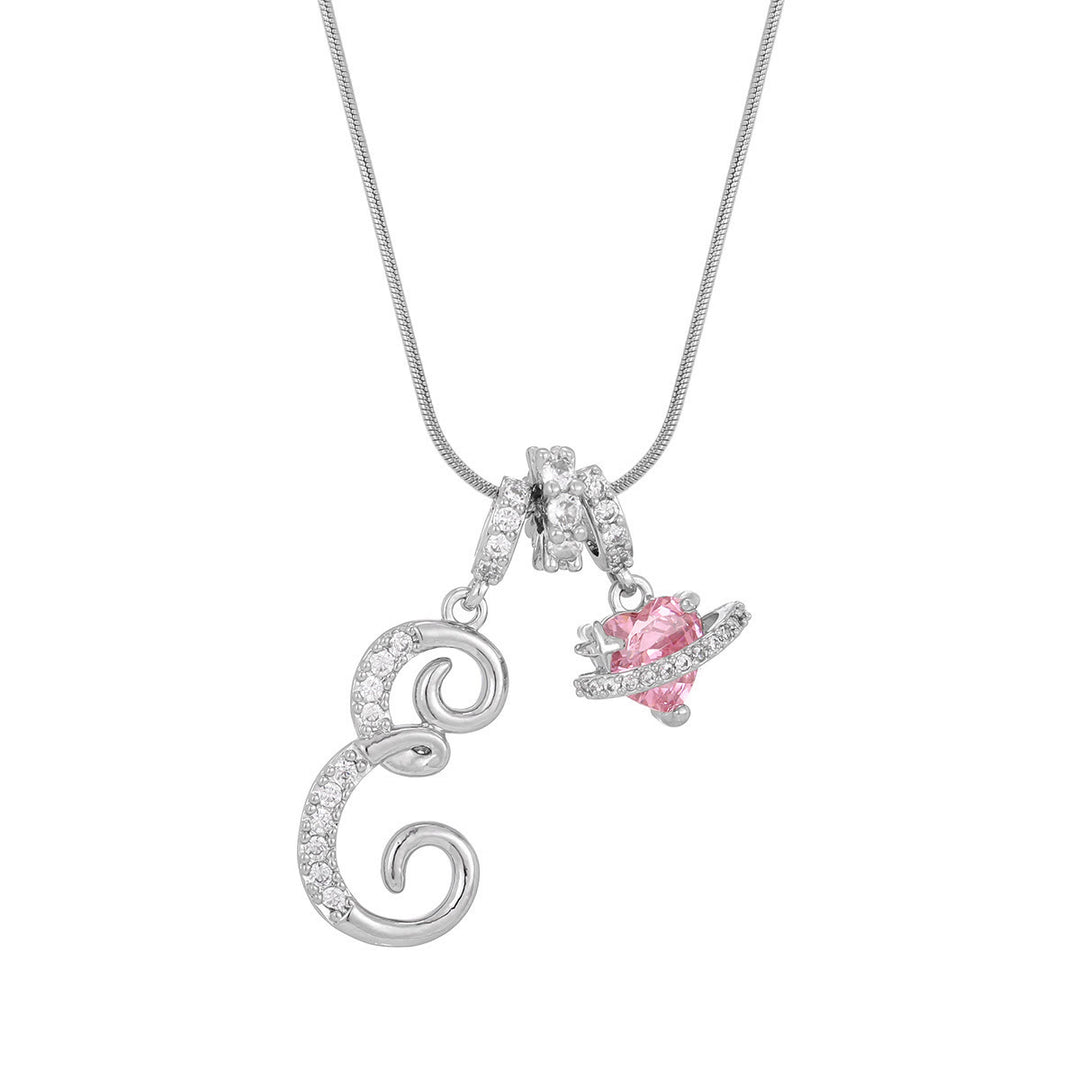 Trendige Halskette mit rosa Herzanhänger im Dopamin-Stil - E - Silber - image 33