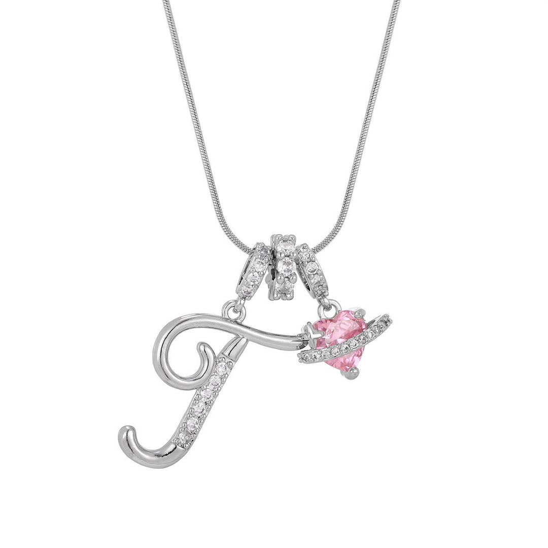 Trendige Halskette mit rosa Herzanhänger im Dopamin-Stil - T - Silber - image 47