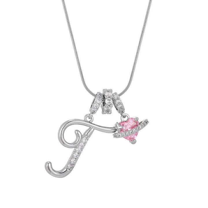 Trendige Halskette mit rosa Herzanhänger im Dopamin-Stil - T - Silber - image 47