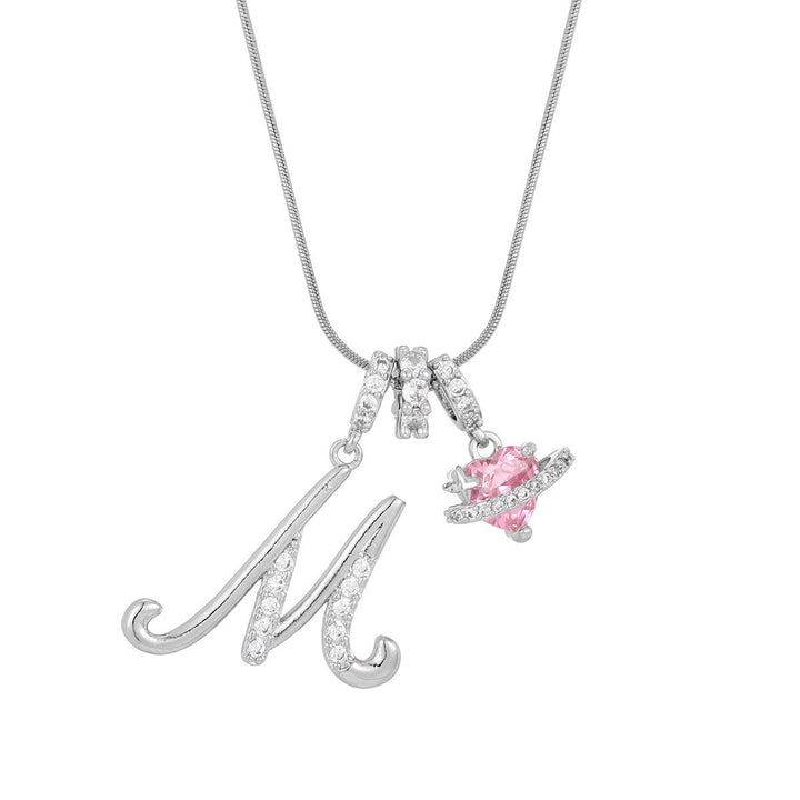 Trendige Halskette mit rosa Herzanhänger im Dopamin-Stil - M - Silber - image 40