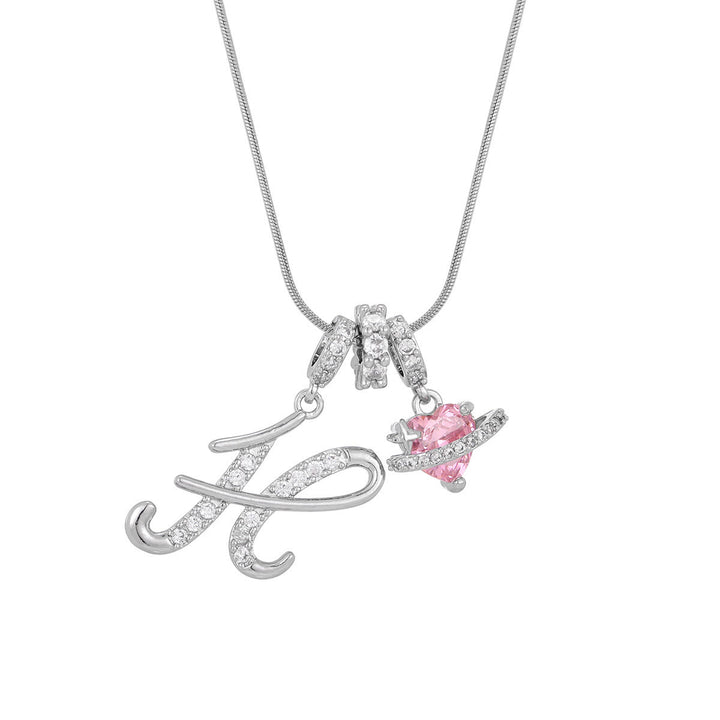 Trendige Halskette mit rosa Herzanhänger im Dopamin-Stil - H - Silber - image 36