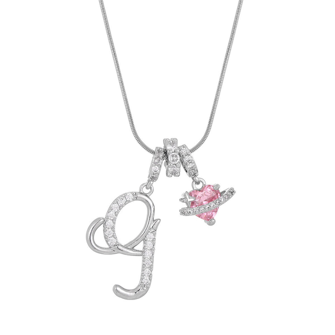 Trendige Halskette mit rosa Herzanhänger im Dopamin-Stil - G - Silber - image 35