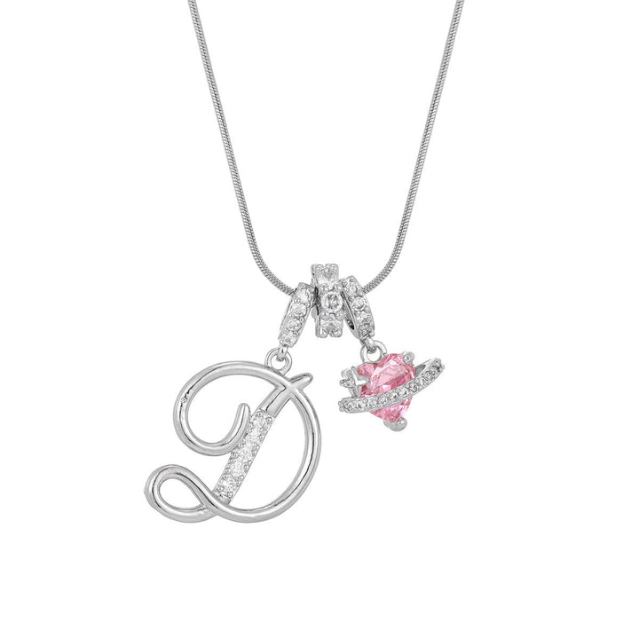 Trendige Halskette mit rosa Herzanhänger im Dopamin-Stil - D - Silber - image 32
