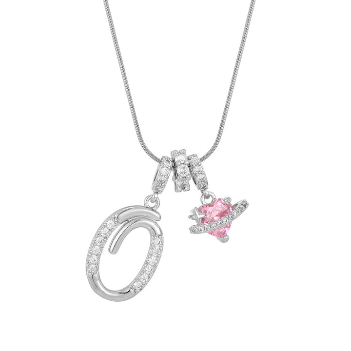 Trendige Halskette mit rosa Herzanhänger im Dopamin-Stil - O - Silber - image 42