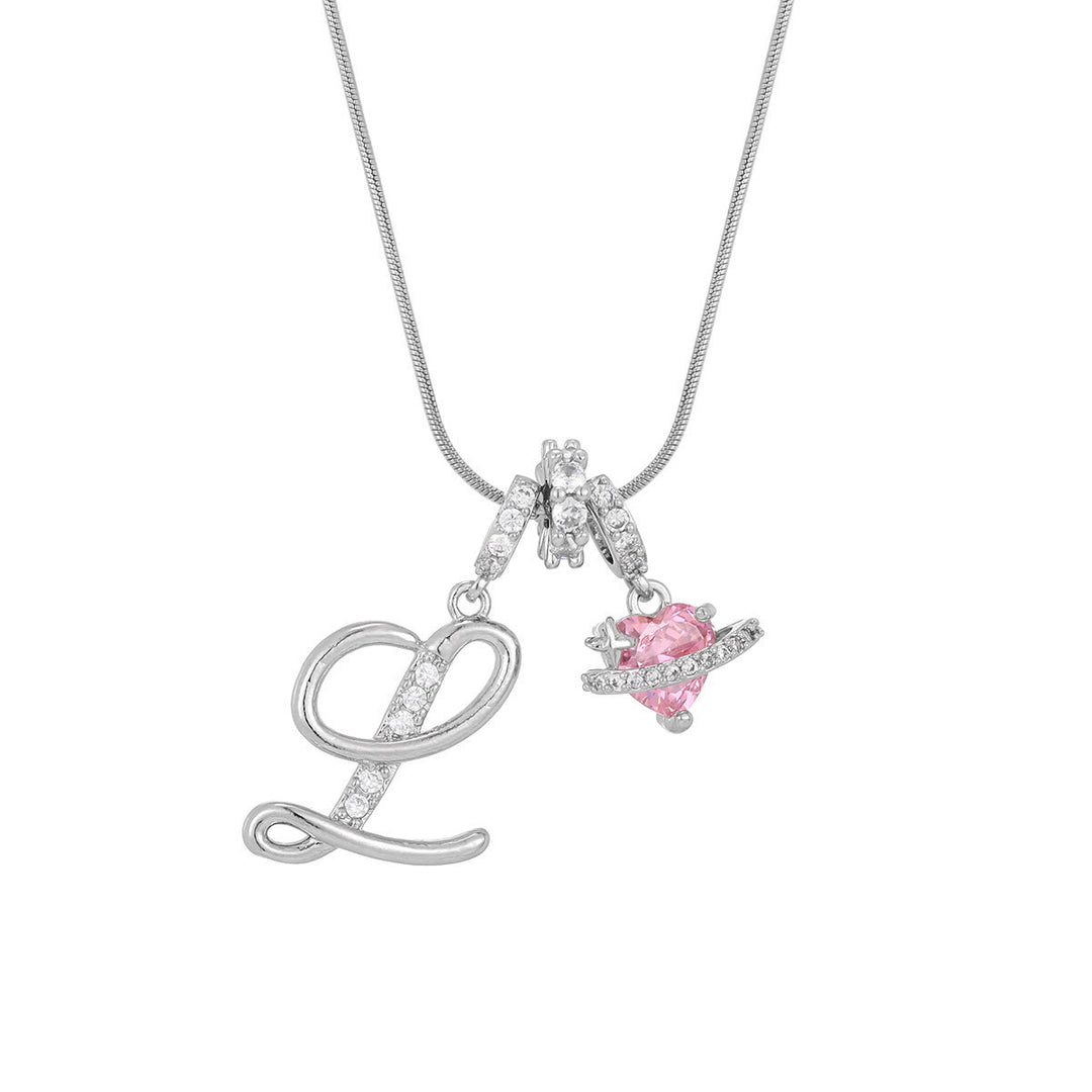 Trendige Halskette mit rosa Herzanhänger im Dopamin-Stil - L - Silber - image 39