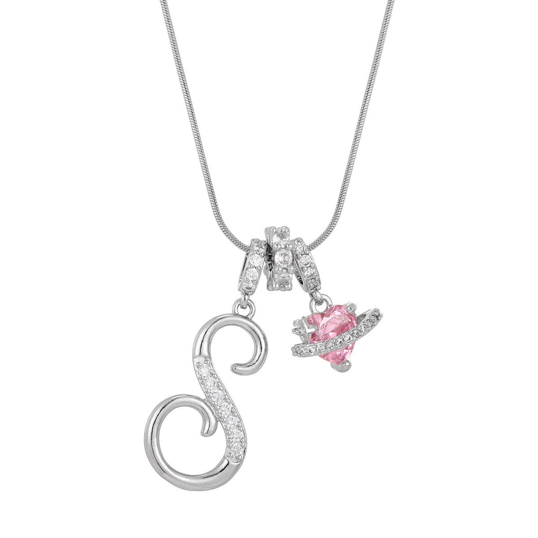 Trendige Halskette mit rosa Herzanhänger im Dopamin-Stil - S - Silber - image 46