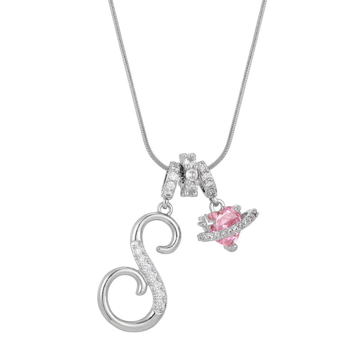Trendige Halskette mit rosa Herzanhänger im Dopamin-Stil - S - Silber - image 46