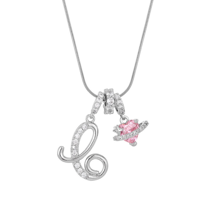 Trendige Halskette mit rosa Herzanhänger im Dopamin-Stil - C - Silber - image 31