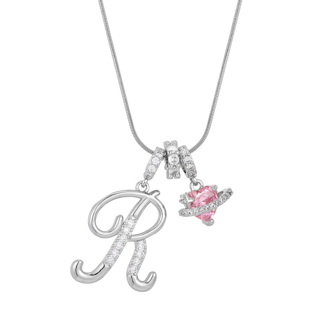 Trendige Halskette mit rosa Herzanhänger im Dopamin-Stil - R - Silber - image 45
