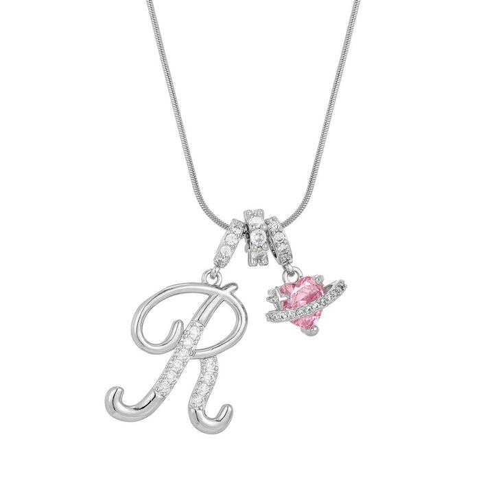 Trendige Halskette mit rosa Herzanhänger im Dopamin-Stil - R - Silber - image 45