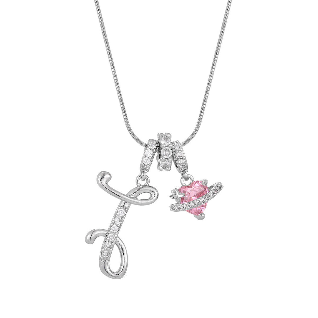 Trendige Halskette mit rosa Herzanhänger im Dopamin-Stil - ICH - Silber - image 37