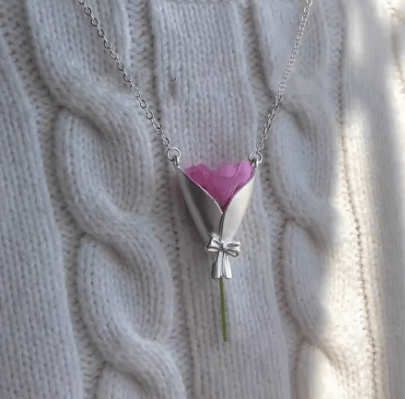 Kreatives Blumenstrauß-Design, tragbarer Anhänger, Halskette - Silber - image 0