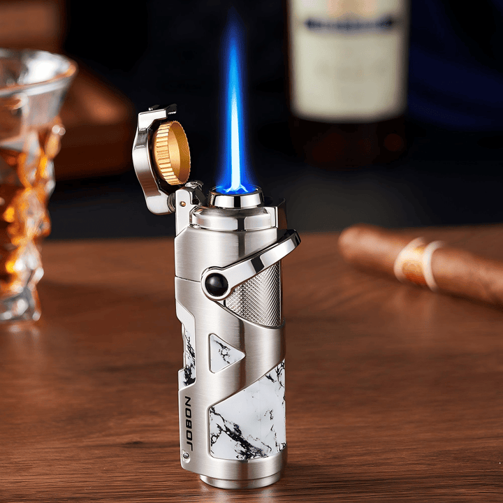 Premium Windproof Blue Flame Butan Zigarrenfeuerzeug - Weiß - image 1