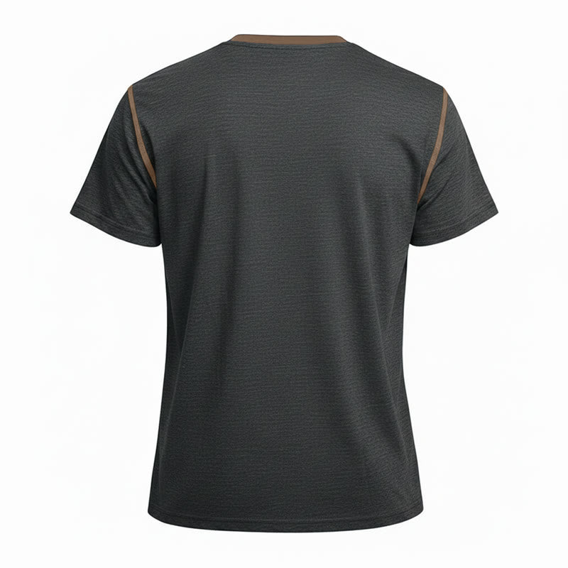 Herren-Poloshirt mit Rundhalsausschnitt und Kontrastnähten, Kurzarm - image 34
