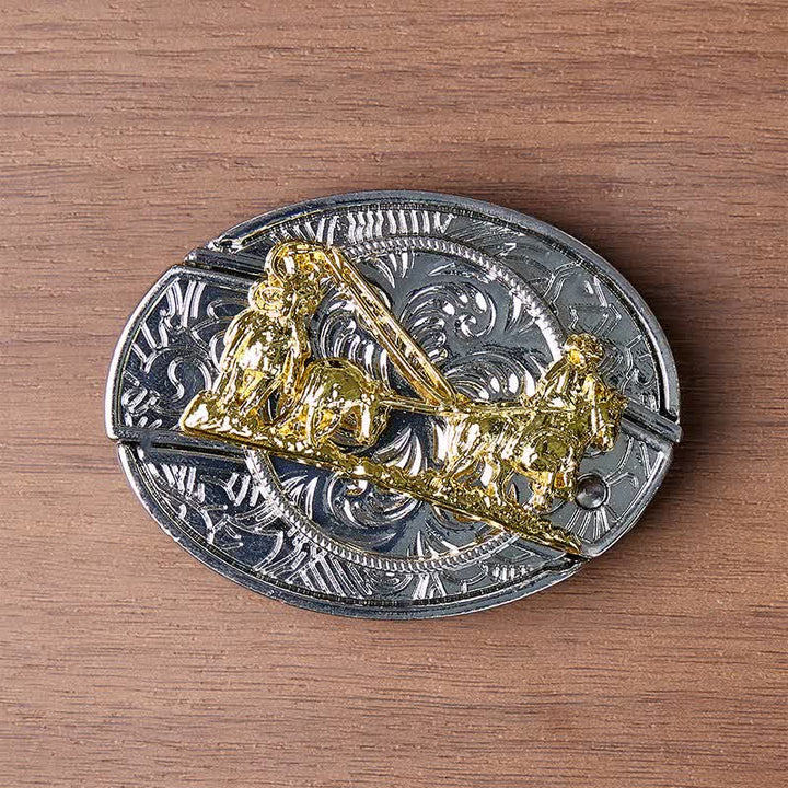 Western-Pferdekutsche DIY Verstecktes Klappmesser Goldschnalle Ledergürtel - image 9
