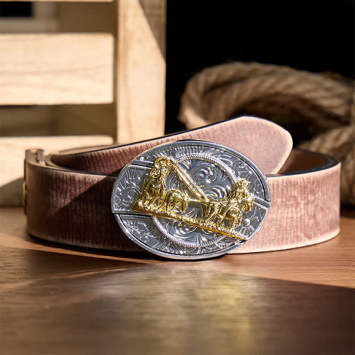 Western-Pferdekutsche DIY Verstecktes Klappmesser Goldschnalle Ledergürtel - Pferdekutsche - Brauner, abgenutzter Gürtel - 42 - image 5