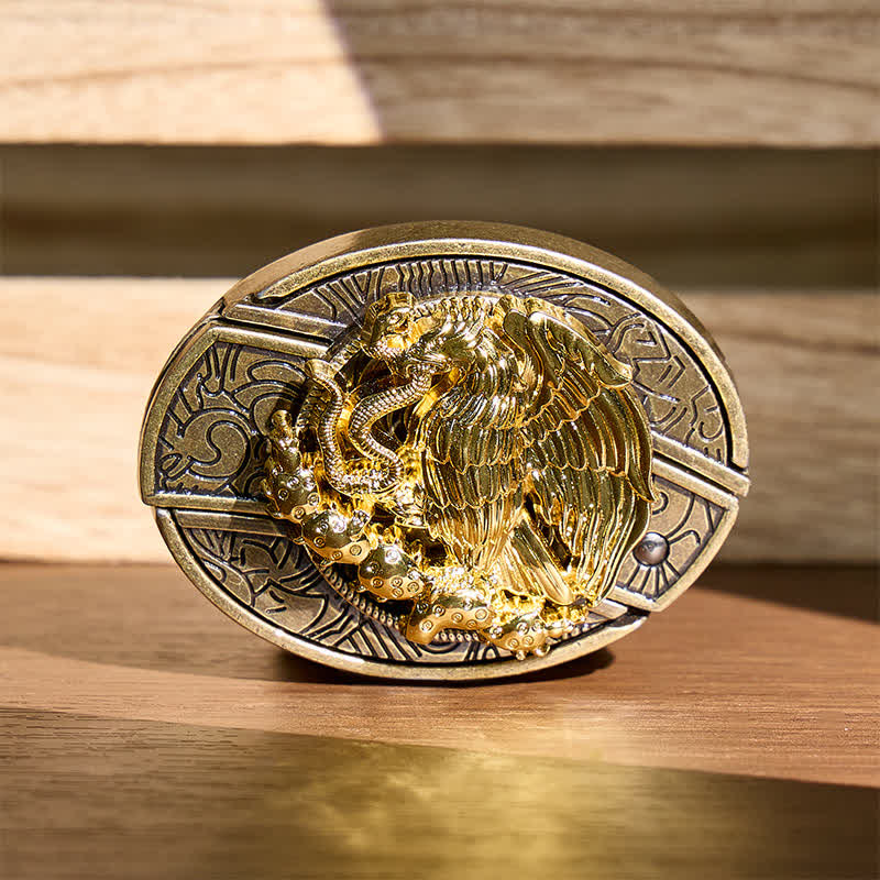 Gold Eagle Serpent DIY Verstecktes Klappmesser Bronze Schnalle Ledergürtel - Adler und Schlange - Ohne Gürtel - Nicht im Lieferumfang enthalten: Gürtel - image 0