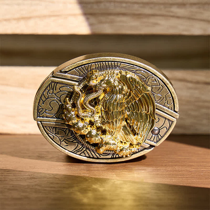 Gold Eagle Serpent DIY Verstecktes Klappmesser Bronze Schnalle Ledergürtel - Adler und Schlange - Ohne Gürtel - Nicht im Lieferumfang enthalten: Gürtel - image 0