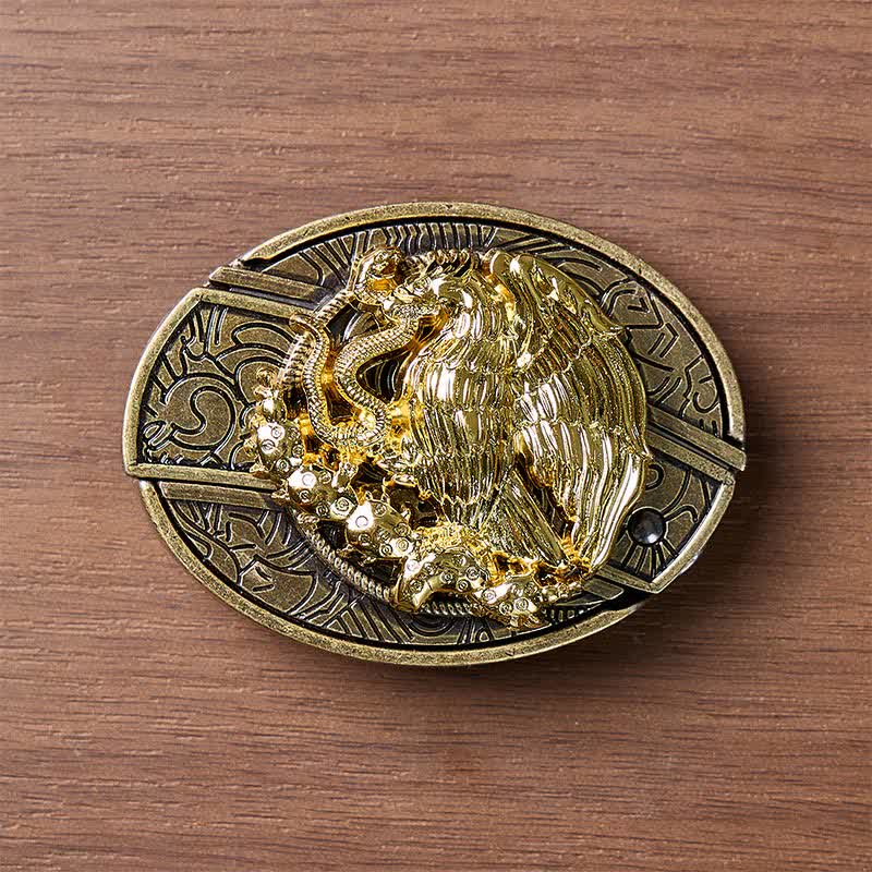 Gold Eagle Serpent DIY Verstecktes Klappmesser Bronze Schnalle Ledergürtel - image 9