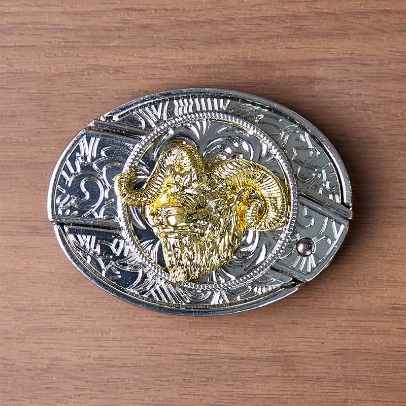 Silberner und goldener Gürtel mit Widderkopf-Motiv, DIY-Versteckmesserschnalle - image 9
