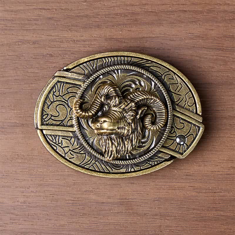 Antikbronze Widderschädel-DIY-Versteckmesserschnalle Ledergürtel - image 10