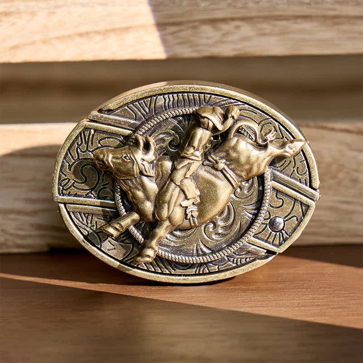 Antikbronze Bullenreiter DIY Verstecktes Klappmesser Schnalle Ledergürtel - Bullenreiter - Ohne Gürtel - Nicht im Lieferumfang enthalten: Gürtel - image 0
