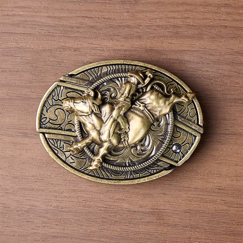 Antikbronze Bullenreiter DIY Verstecktes Klappmesser Schnalle Ledergürtel - image 9