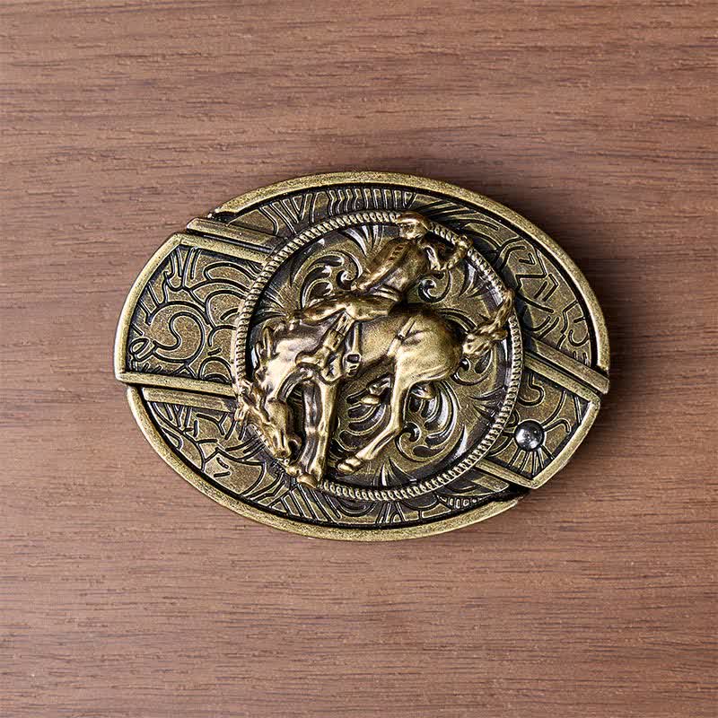 Western Rodeo Bronco Rider DIY Verstecktes Klappmesser Bronzeschnalle Ledergürtel - image 9
