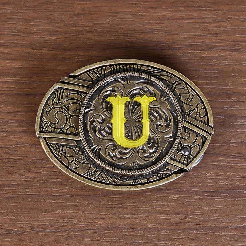 Antikbronze-Ledergürtel mit Initialen-DIY-Versteckmesserschnalle - U - Ohne Gürtel - image 29
