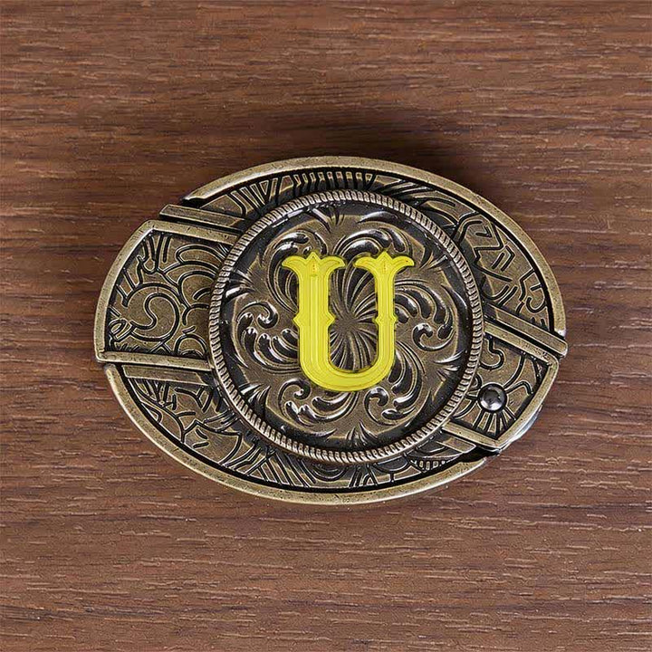 Antikbronze-Ledergürtel mit Initialen-DIY-Versteckmesserschnalle - U - Ohne Gürtel - image 29