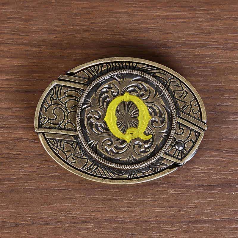 Antikbronze-Ledergürtel mit Initialen-DIY-Versteckmesserschnalle - Q - Ohne Gürtel - image 25