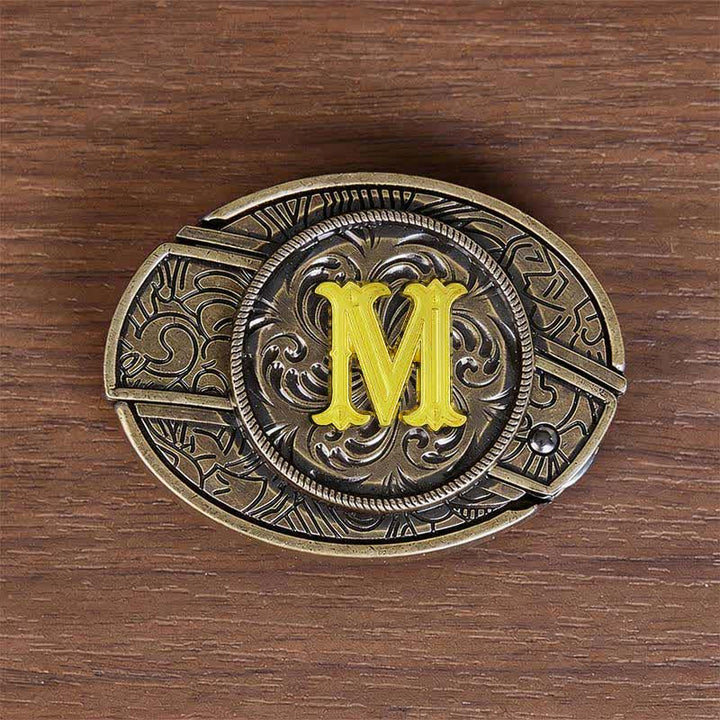 Antikbronze-Ledergürtel mit Initialen-DIY-Versteckmesserschnalle - M - Ohne Gürtel - image 21