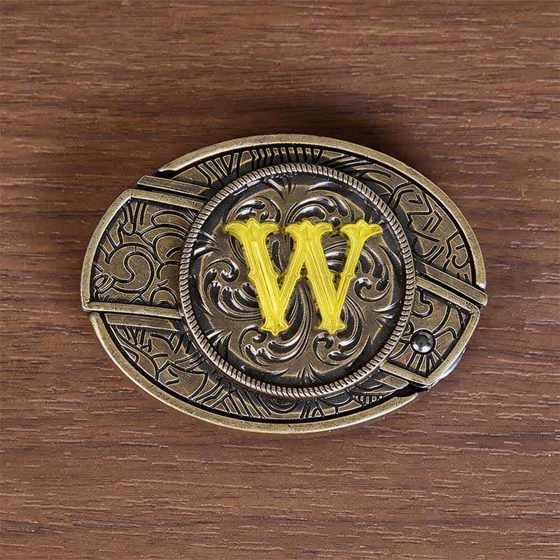 Antikbronze-Ledergürtel mit Initialen-DIY-Versteckmesserschnalle - W - Ohne Gürtel - image 31