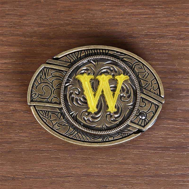 Antikbronze-Ledergürtel mit Initialen-DIY-Versteckmesserschnalle - W - Ohne Gürtel - image 31