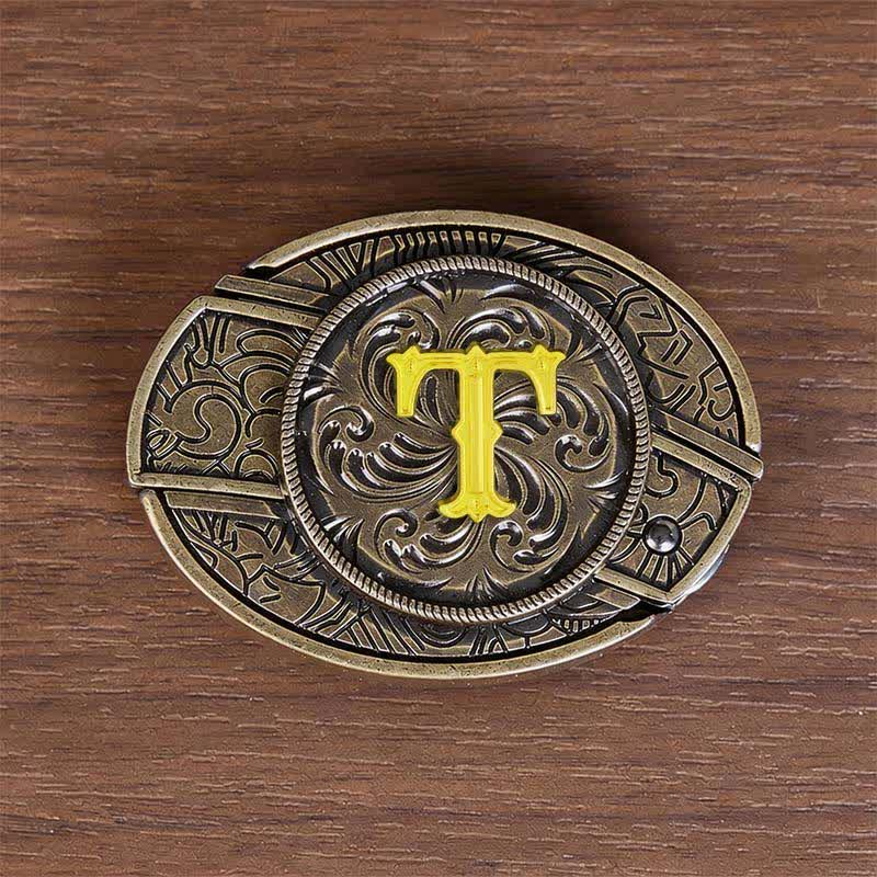 Antikbronze-Ledergürtel mit Initialen-DIY-Versteckmesserschnalle - T - Ohne Gürtel - image 28
