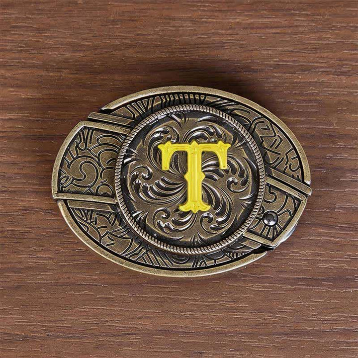 Antikbronze-Ledergürtel mit Initialen-DIY-Versteckmesserschnalle - T - Ohne Gürtel - image 28