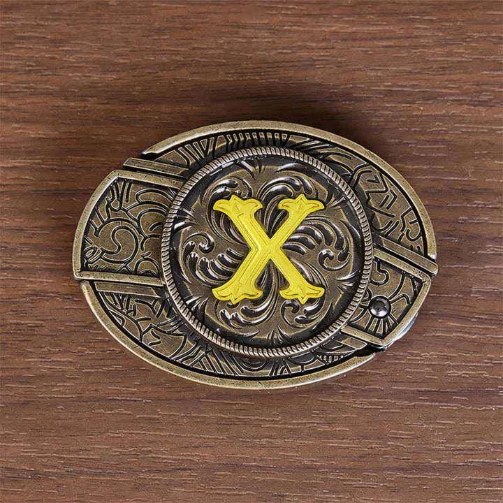 Antikbronze-Ledergürtel mit Initialen-DIY-Versteckmesserschnalle - X - Ohne Gürtel - image 32