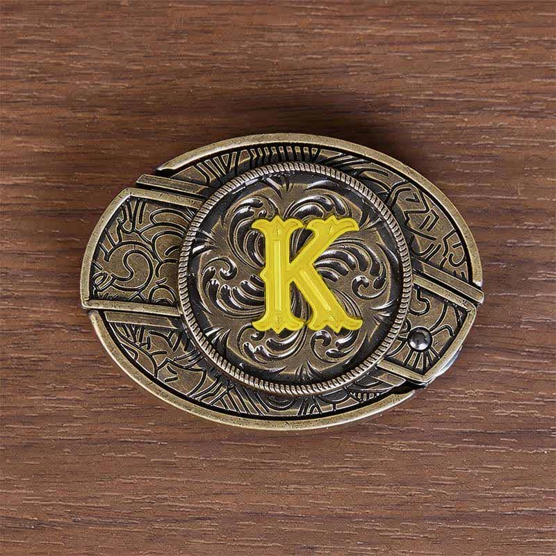 Antikbronze-Ledergürtel mit Initialen-DIY-Versteckmesserschnalle - K - Ohne Gürtel - image 19