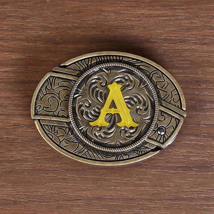 Antikbronze-Ledergürtel mit Initialen-DIY-Versteckmesserschnalle - A - Ohne Gürtel - image 10