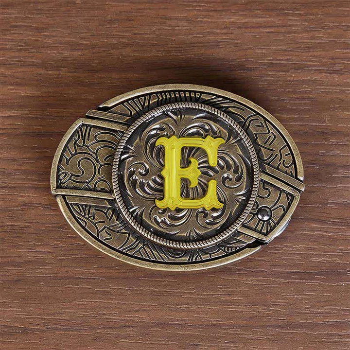 Antikbronze-Ledergürtel mit Initialen-DIY-Versteckmesserschnalle - E - Ohne Gürtel - image 14