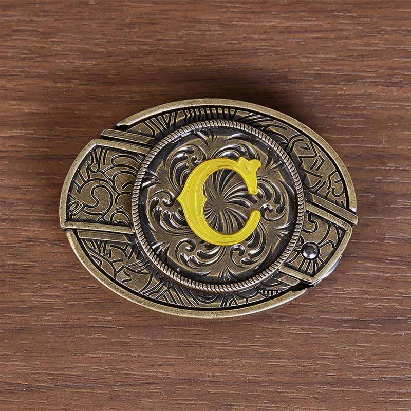 Antikbronze-Ledergürtel mit Initialen-DIY-Versteckmesserschnalle - C - Ohne Gürtel - image 12