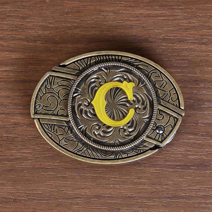 Antikbronze-Ledergürtel mit Initialen-DIY-Versteckmesserschnalle - C - Ohne Gürtel - image 12