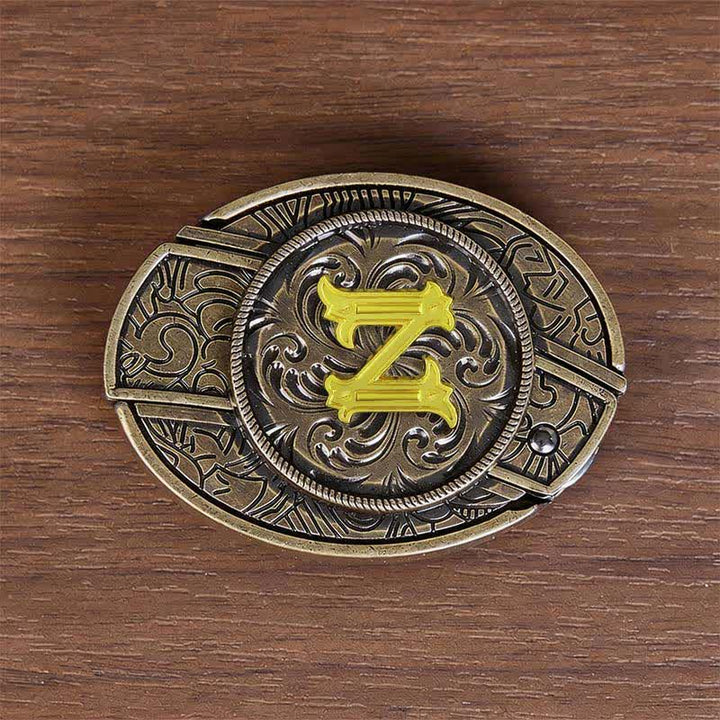 Antikbronze-Ledergürtel mit Initialen-DIY-Versteckmesserschnalle - Z - Ohne Gürtel - image 34
