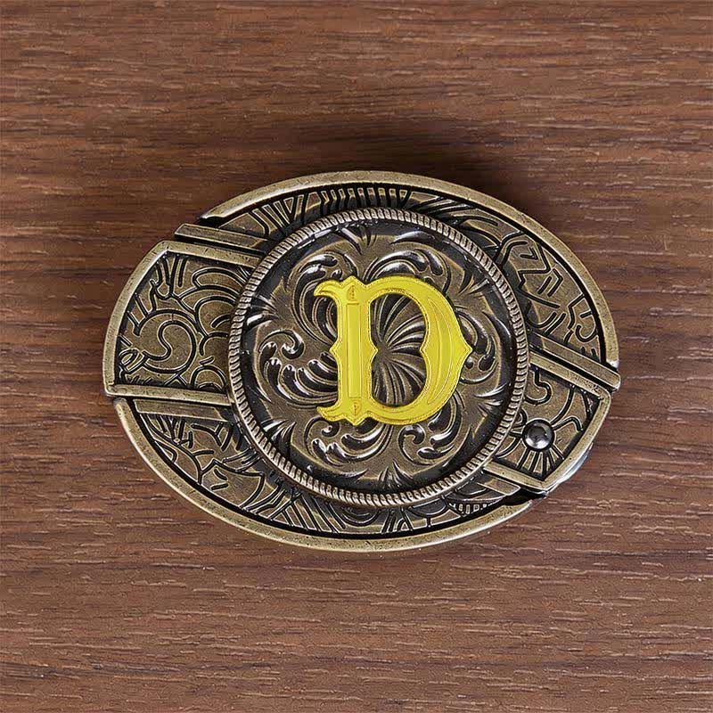 Antikbronze-Ledergürtel mit Initialen-DIY-Versteckmesserschnalle - D - Ohne Gürtel - image 13
